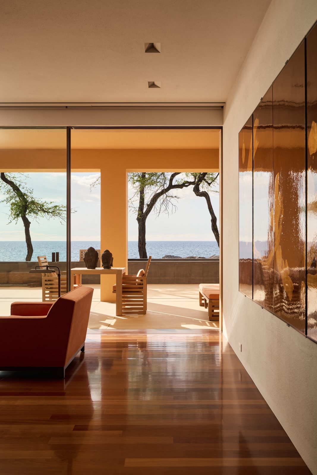 Living Room to Exterior View of Ocean